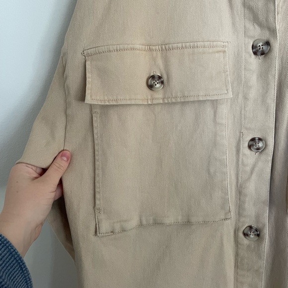 WOMANCE Beige Denim Jacket, Oversized Medium - Picture 9 of 14